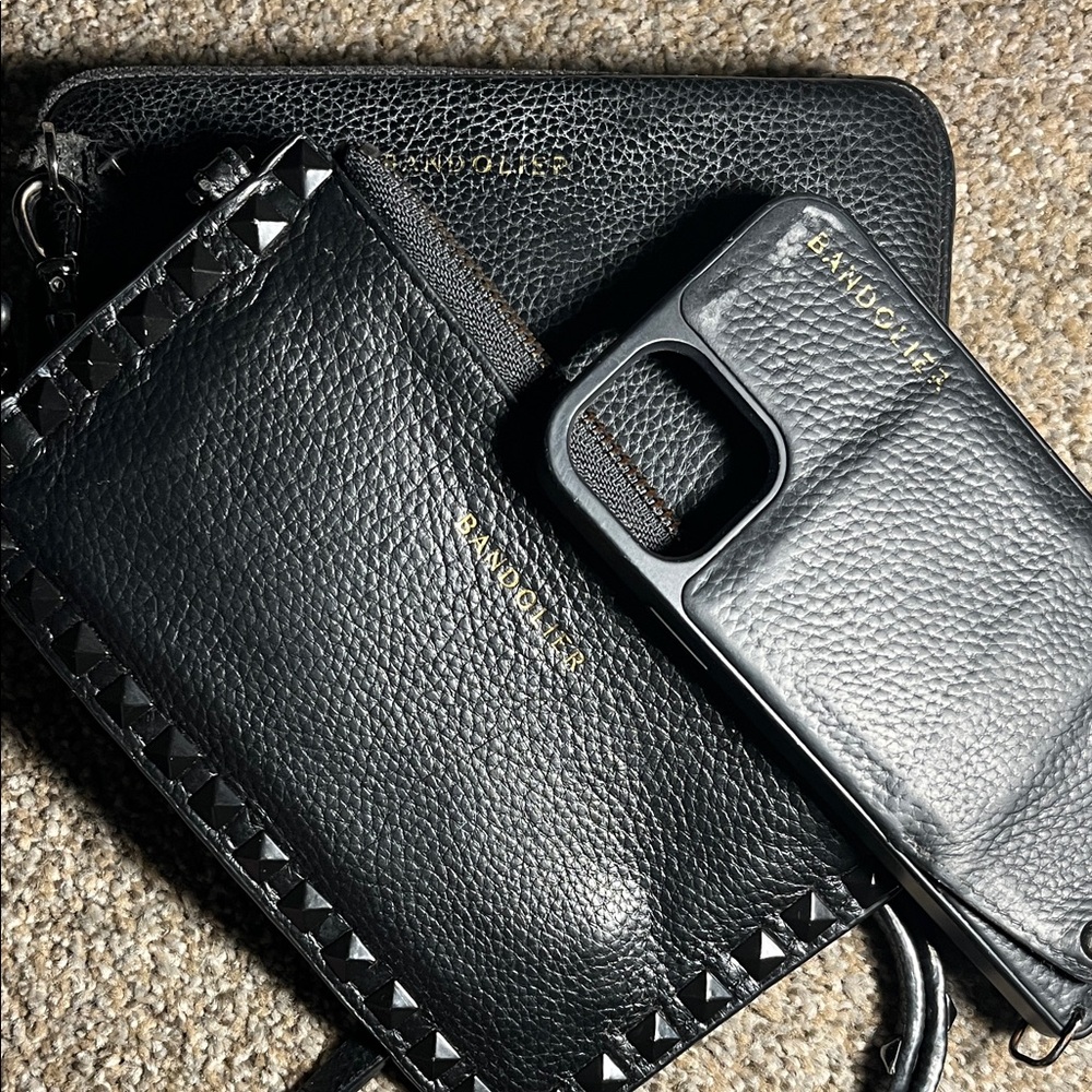 Bandolier Black Leather Accessory Set